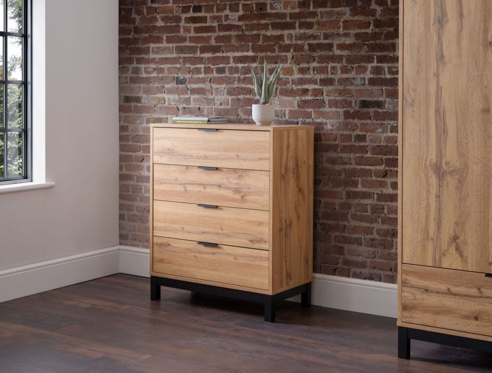Product photograph of Bali Oak 4 Drawer Chest from Choice Furniture Superstore.