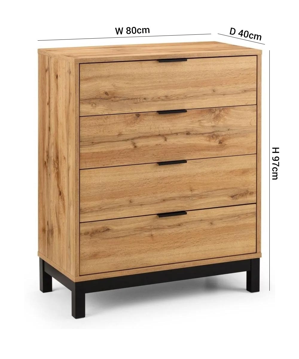 Product photograph of Bali Oak 4 Drawer Chest from Choice Furniture Superstore.