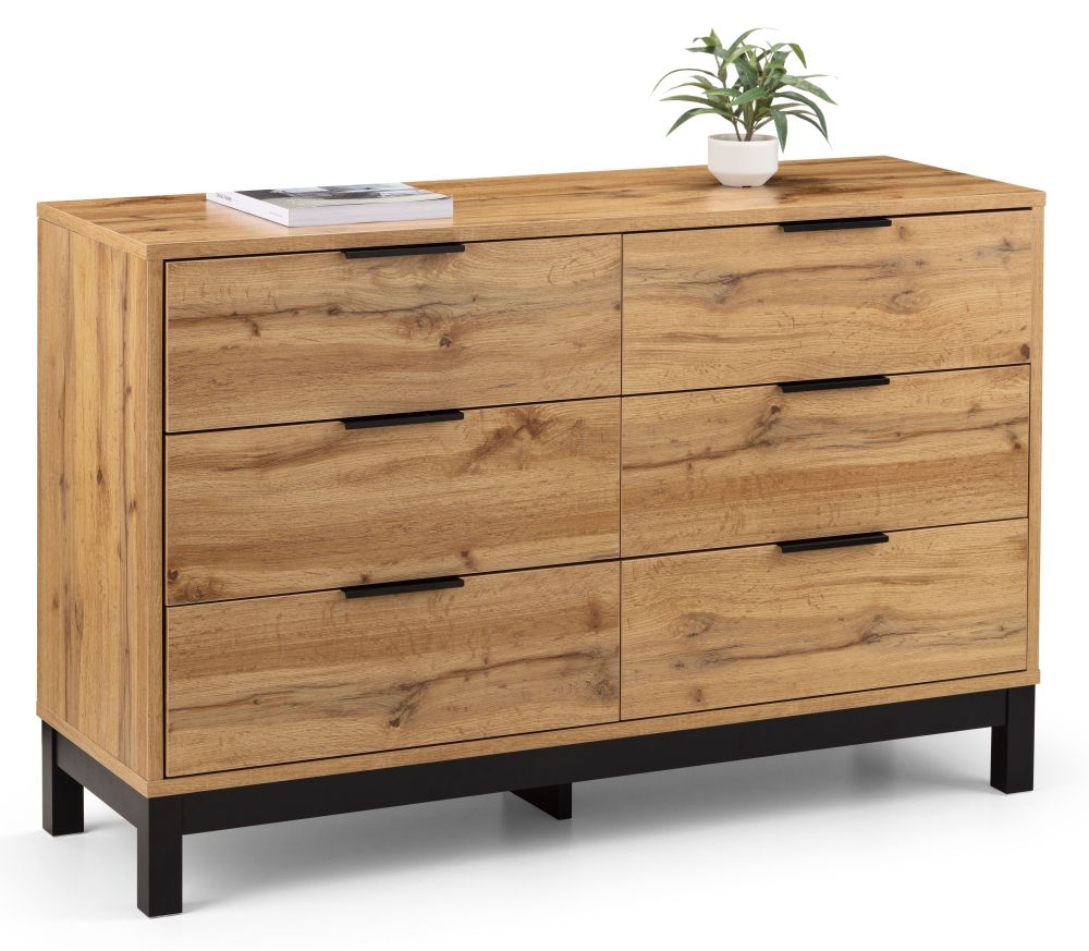 Product photograph of Bali Oak 6 Drawer Wide Chest from Choice Furniture Superstore.