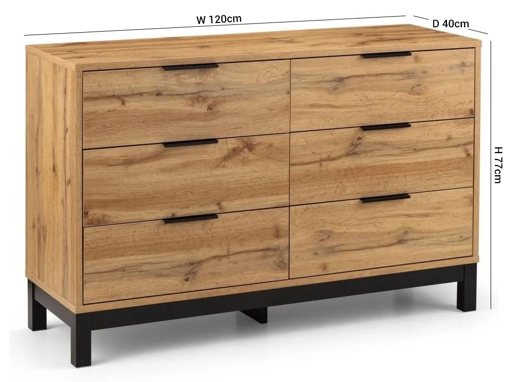 Product photograph of Bali Oak Effect 6 Drawer Wide Chest from Choice Furniture Superstore.