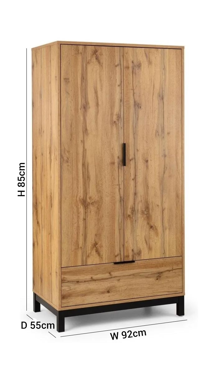 Product photograph of Bali Oak 2 Door Wardrobe from Choice Furniture Superstore.