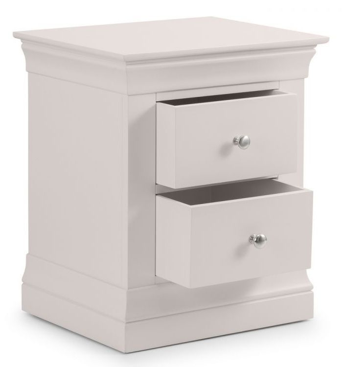 Product photograph of Clermont Soft Grey 2 Drawer Bedside Cabinet from Choice Furniture Superstore.