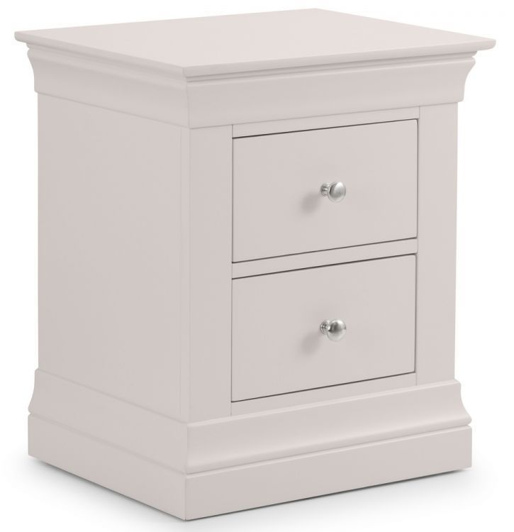 Product photograph of Clermont Soft Grey 2 Drawer Bedside Cabinet from Choice Furniture Superstore.