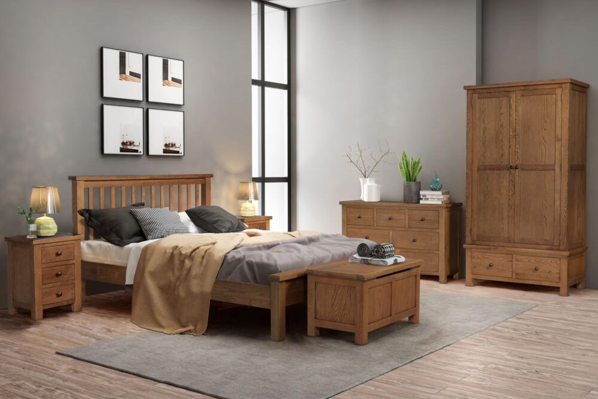 Product photograph of Original Rustic Oak 3 Drawer Compact Bedside Cabinet from Choice Furniture Superstore.