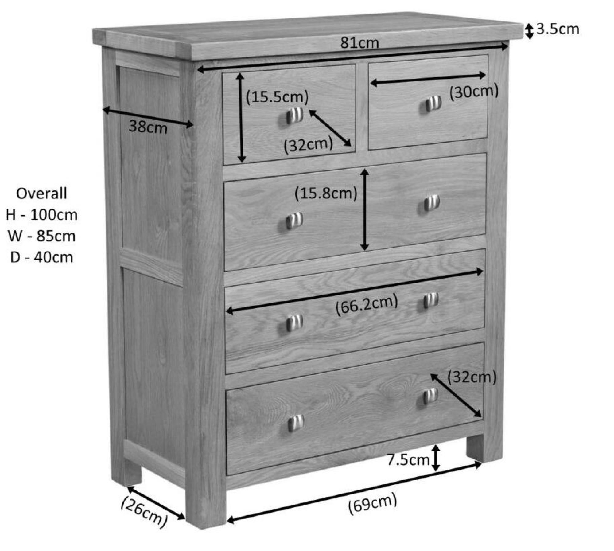 Product photograph of Original Rustic Oak 2 3 Drawer Chest from Choice Furniture Superstore.