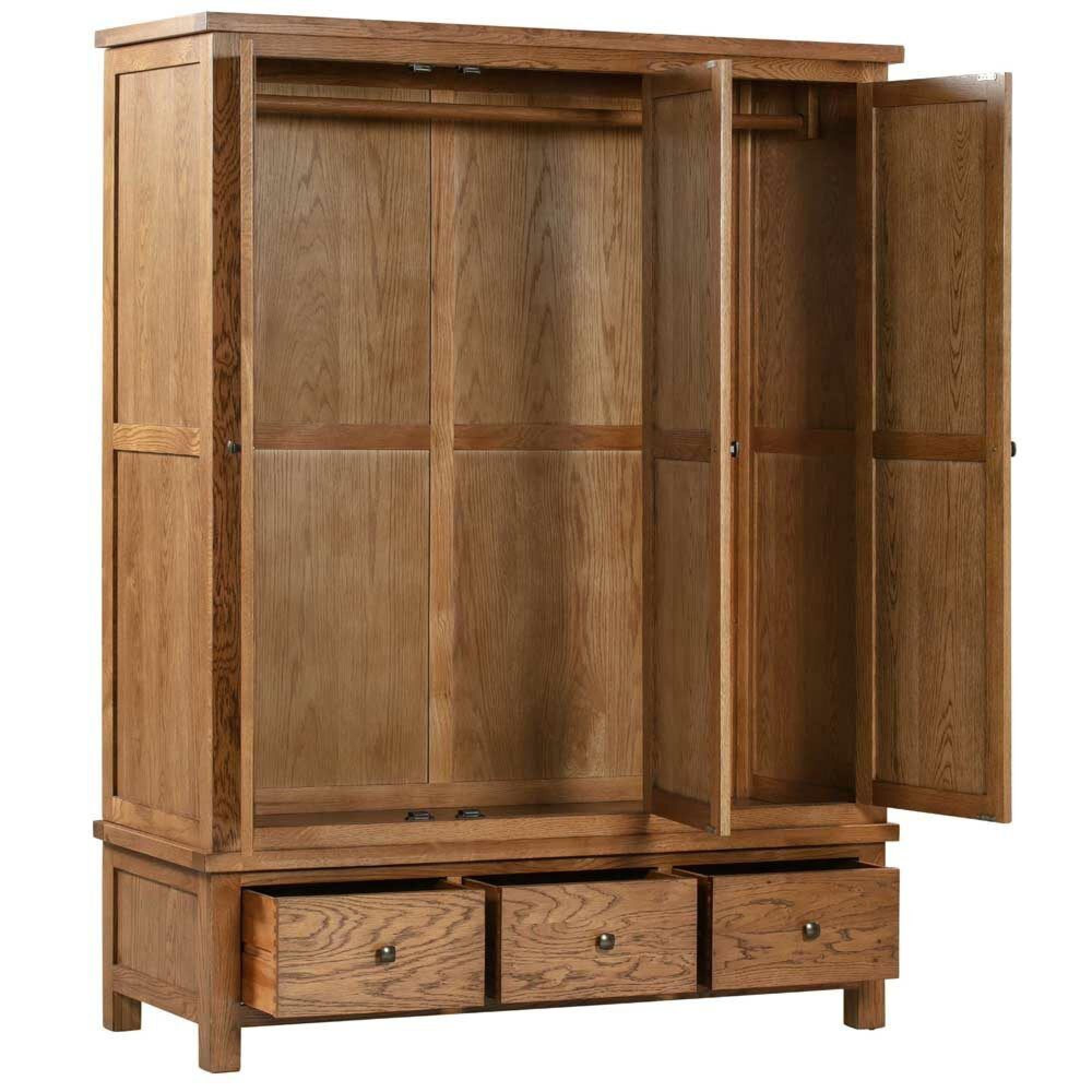 Product photograph of Original Rustic Oak 3 Door Triple Wardrobe from Choice Furniture Superstore.