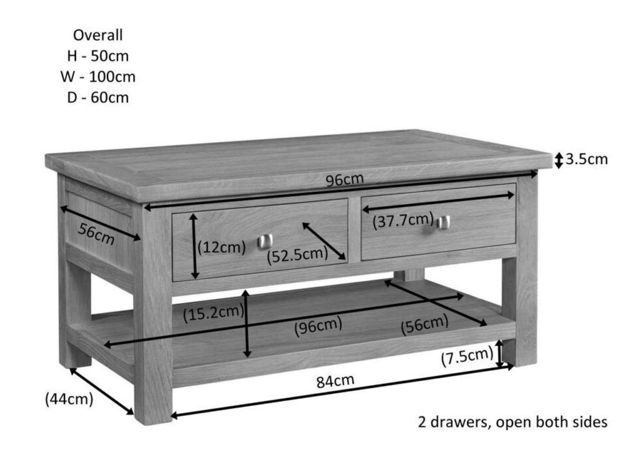 Product photograph of Original Rustic Oak 2 Drawer Coffee Table from Choice Furniture Superstore.