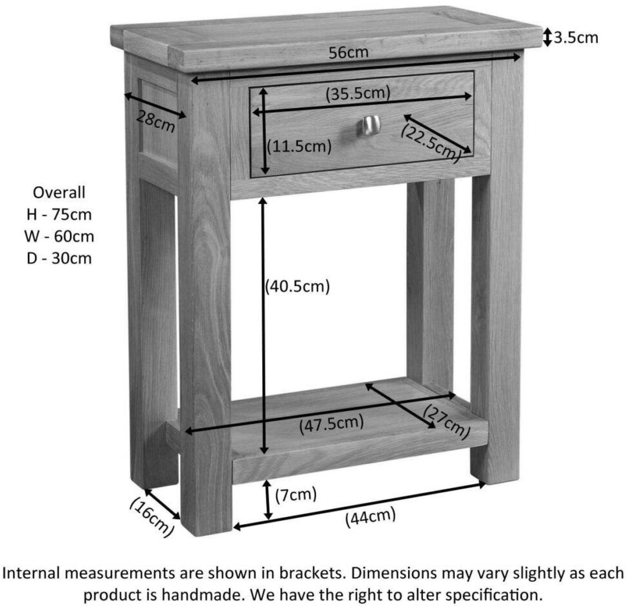 Product photograph of Original Rustic Oak 1 Drawer Console Table from Choice Furniture Superstore.