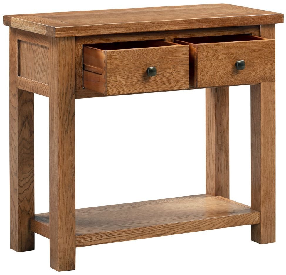 Product photograph of Original Rustic Oak 2 Drawer Console Table from Choice Furniture Superstore.