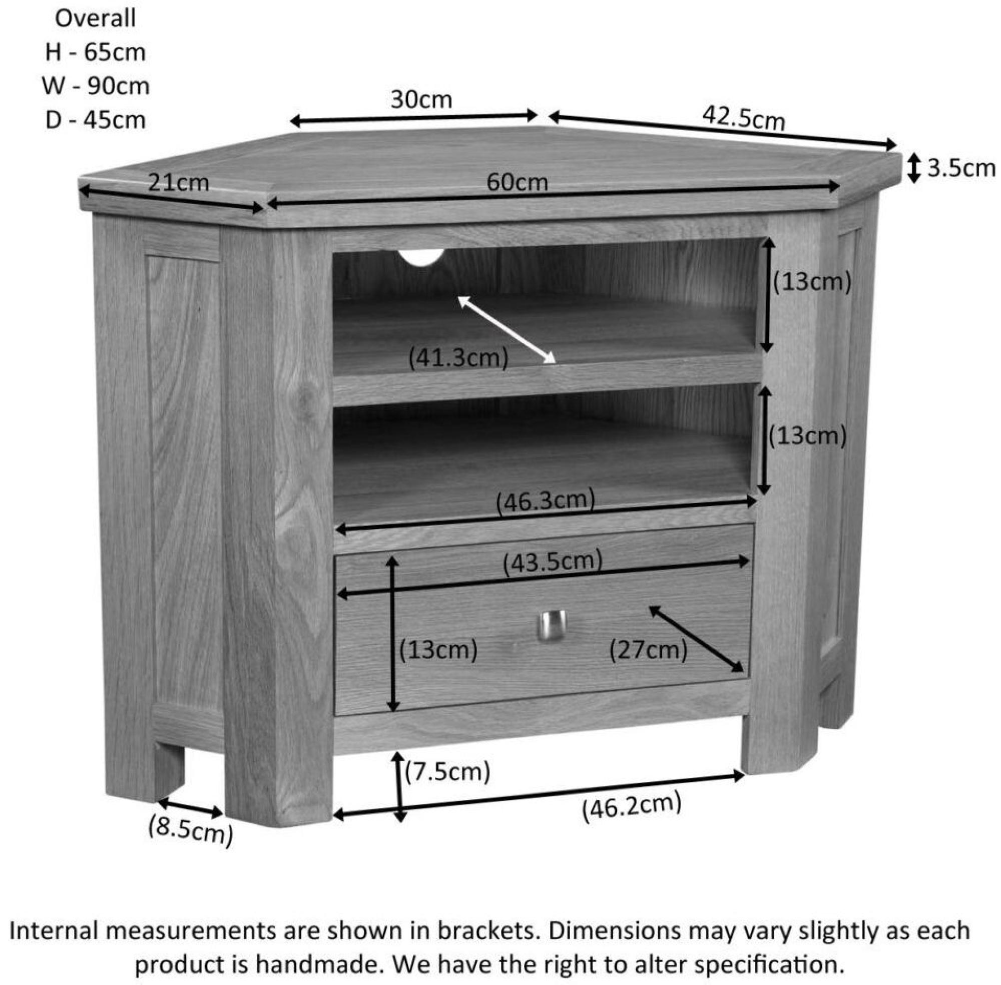 Product photograph of Original Rustic Oak 90cm Corner Tv Unit from Choice Furniture Superstore.