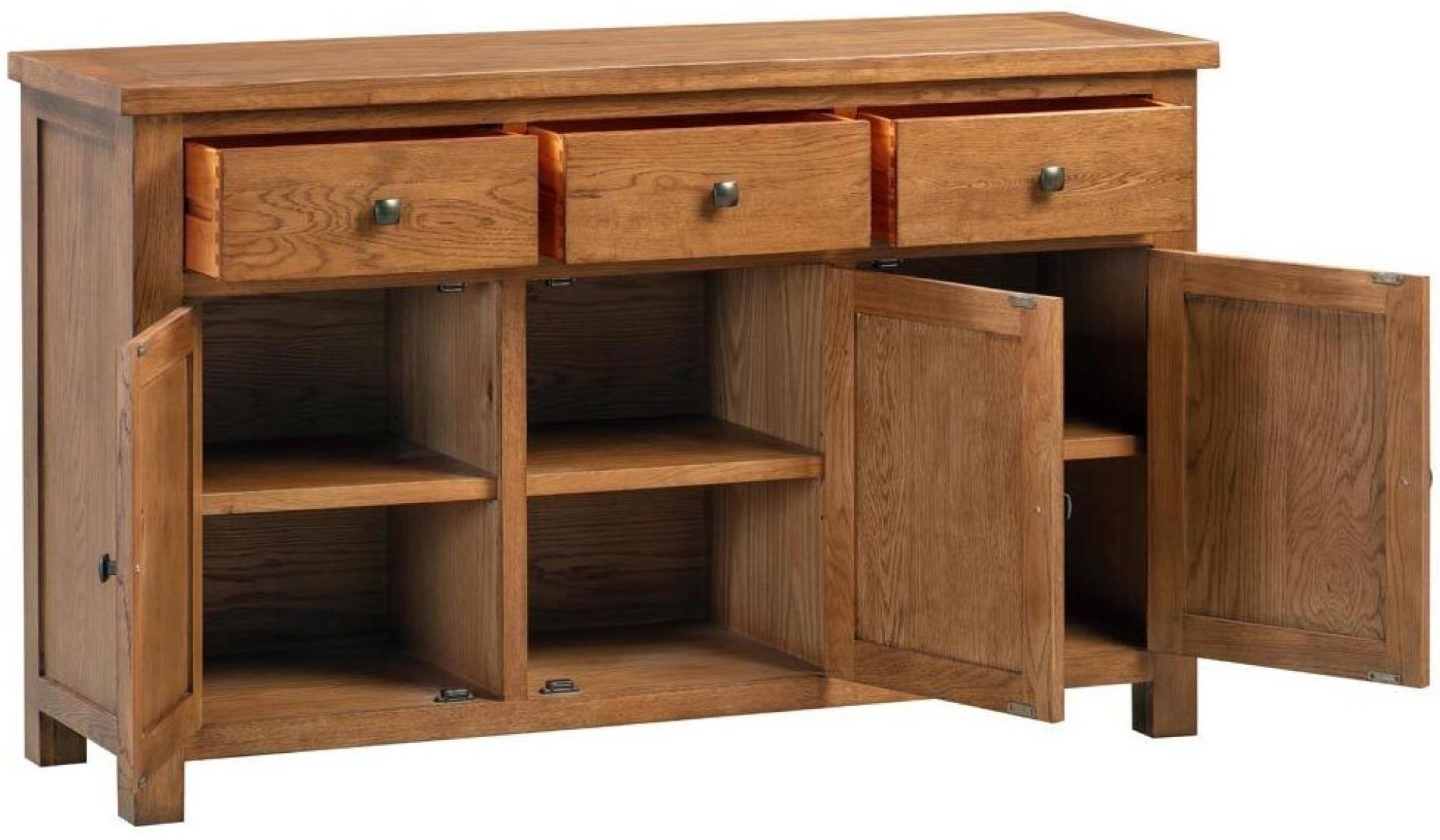 Product photograph of Original Rustic Oak Medium 3 Door Sideboard from Choice Furniture Superstore.