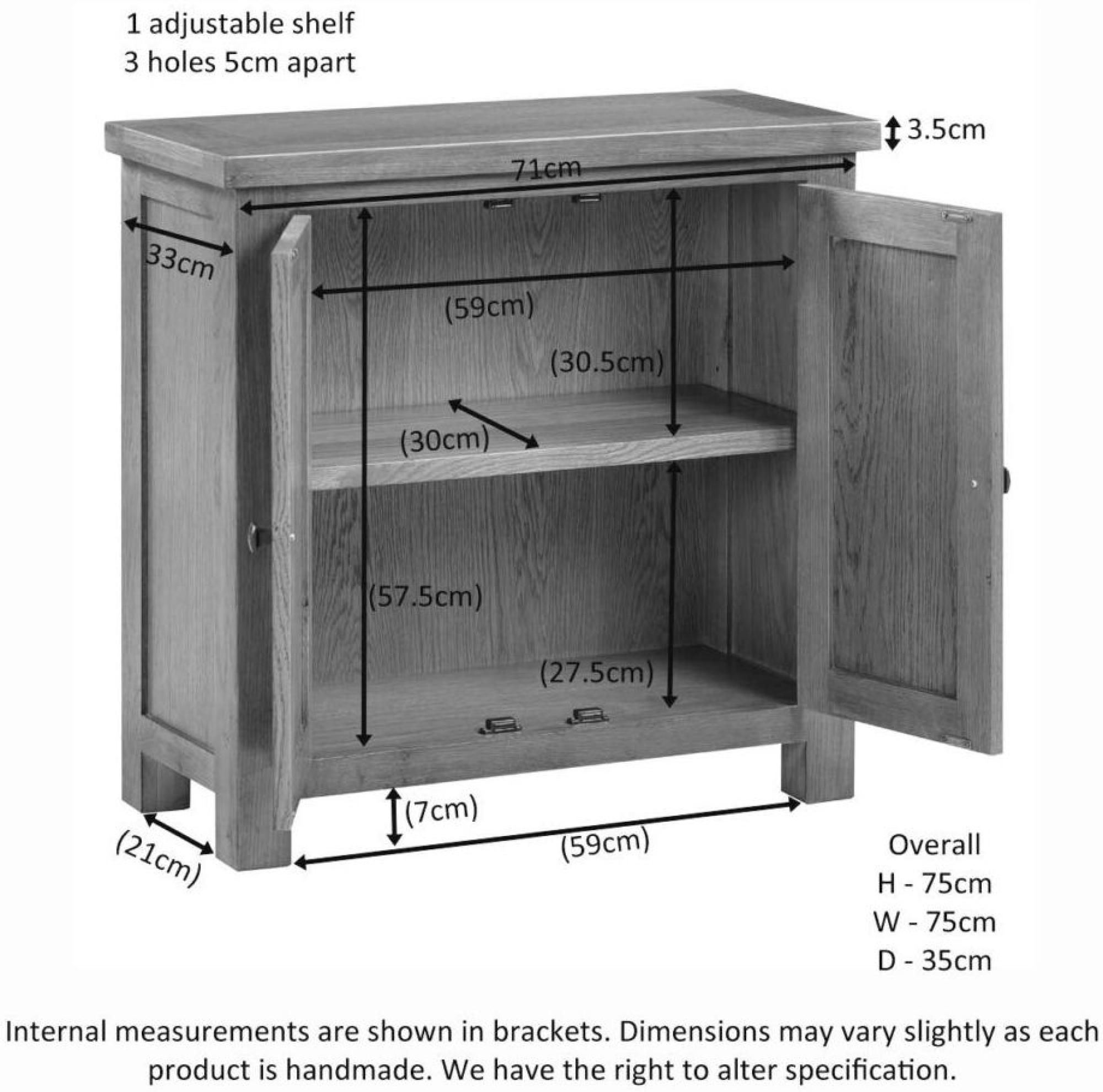 Product photograph of Original Rustic Oak 2 Door Small Cabinet from Choice Furniture Superstore.