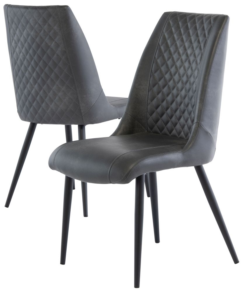 Product photograph of Jose Grey Faux Leather Dining Chair With Black Powder Coated Legs Sold In Pairs from Choice Furniture Superstore.