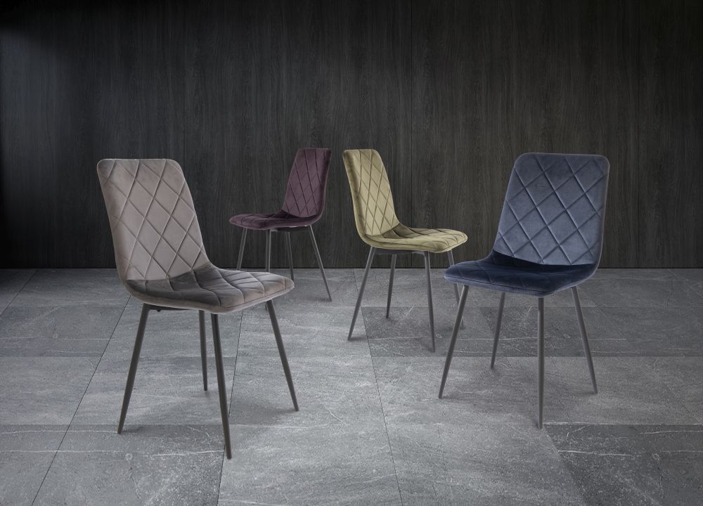 Product photograph of 2 X Bella Deep Blue Velvet Cross Stitched Dining Chair from Choice Furniture Superstore.