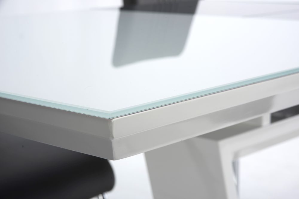 Product photograph of Arlington White Glass Top 6 Seater Extending Dining Table from Choice Furniture Superstore.