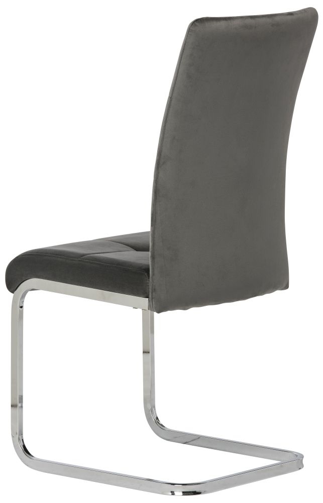 Product photograph of Florence Grey And Chrome Fabric Dining Chair With Cantilever Base Sold In Pairs from Choice Furniture Superstore.