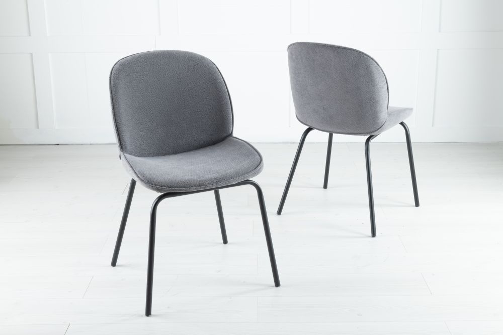 Product photograph of Clearance - Etta Grey Dining Chair Velvet Fabric Upholstered With Black Metal Legs from Choice Furniture Superstore.