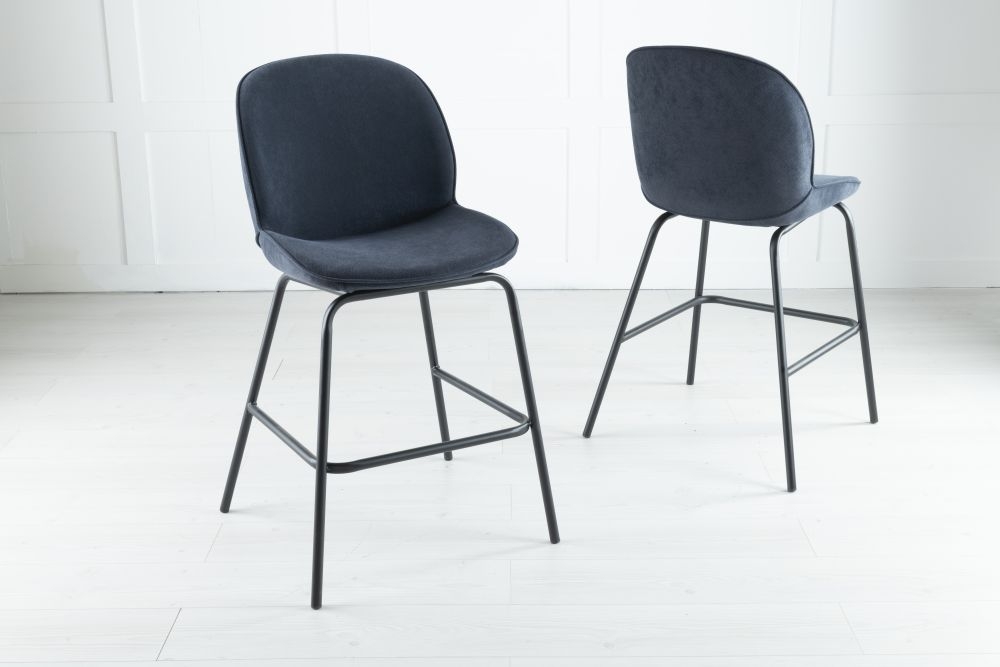 Product photograph of Clearance - Etta Blue Fabric Bar Stool With Black Footrest from Choice Furniture Superstore.