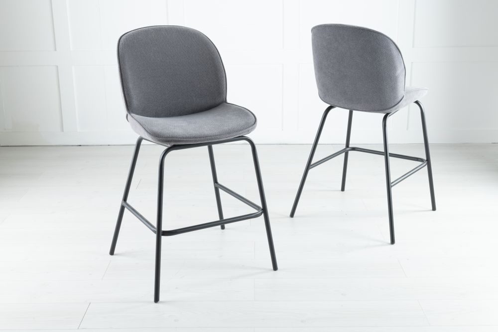 Product photograph of Clearance - Etta Grey Fabric Bar Stool With Black Footrest from Choice Furniture Superstore.