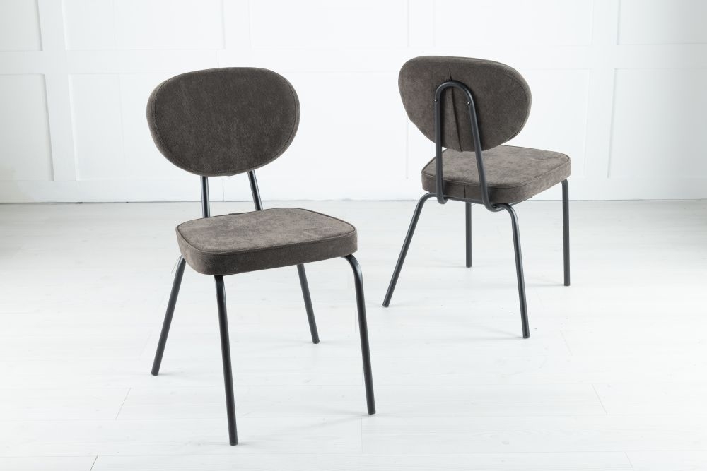 Product photograph of Clearance - Solomon Dark Chocolate Brown Dining Chair Velvet Fabric Upholstered With Black Metal Legs from Choice Furniture Superstore.