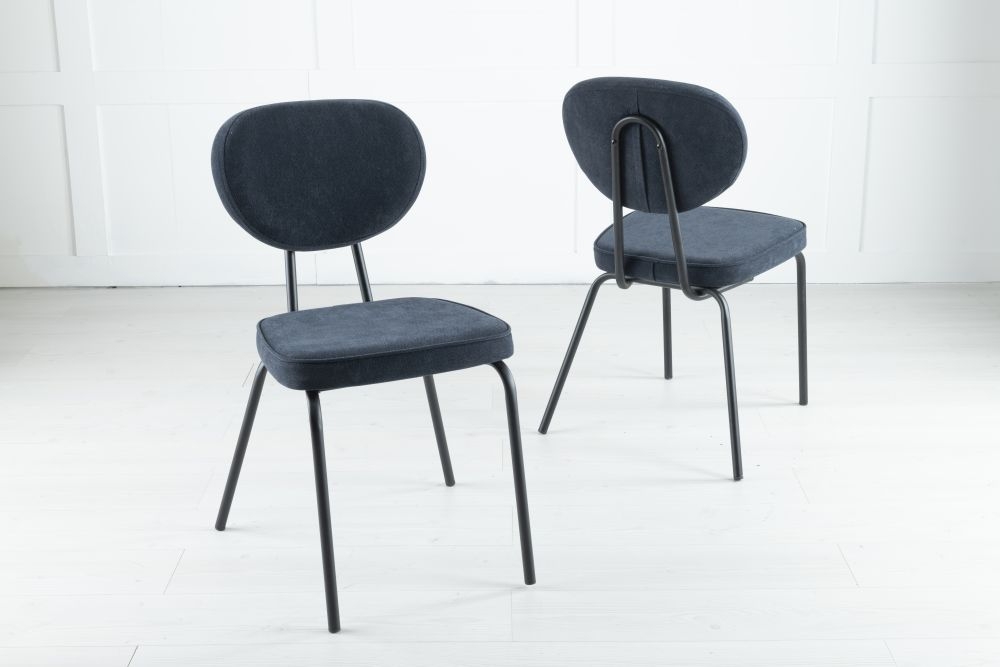 Product photograph of Clearance - Solomon Blue Fabric Dining Chair With Black Legs from Choice Furniture Superstore.