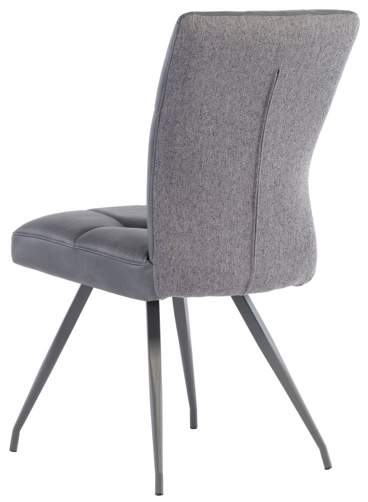 Product photograph of Madera Grey Faux Leather Dining Chair With Grey Powder Coated Legs Sold In Pairs from Choice Furniture Superstore.