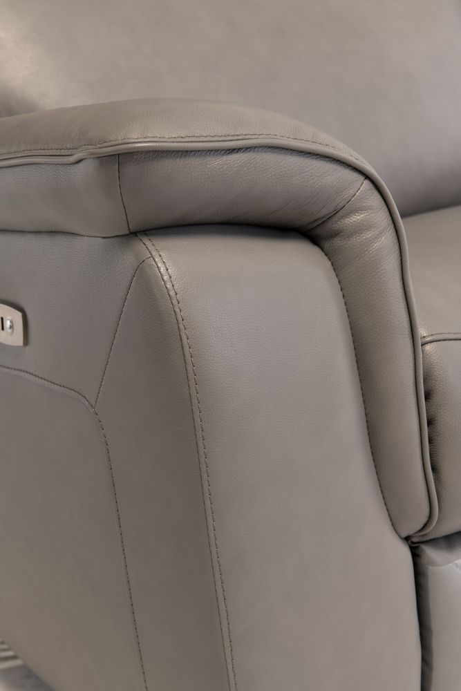 Product photograph of Corona Grey Leather Electric Recliner Armchair from Choice Furniture Superstore.