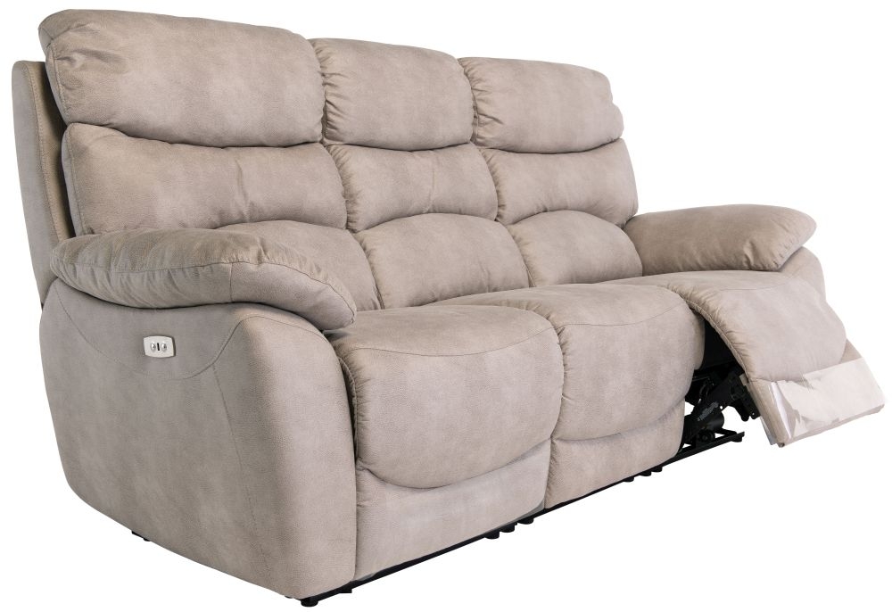 Product photograph of Layla Natural Fabric 3 Seater Electric Recliner Sofa from Choice Furniture Superstore.