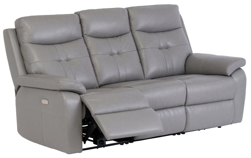 Product photograph of Monica Grey Leather 3 Seater Electric Recliner Sofa from Choice Furniture Superstore.