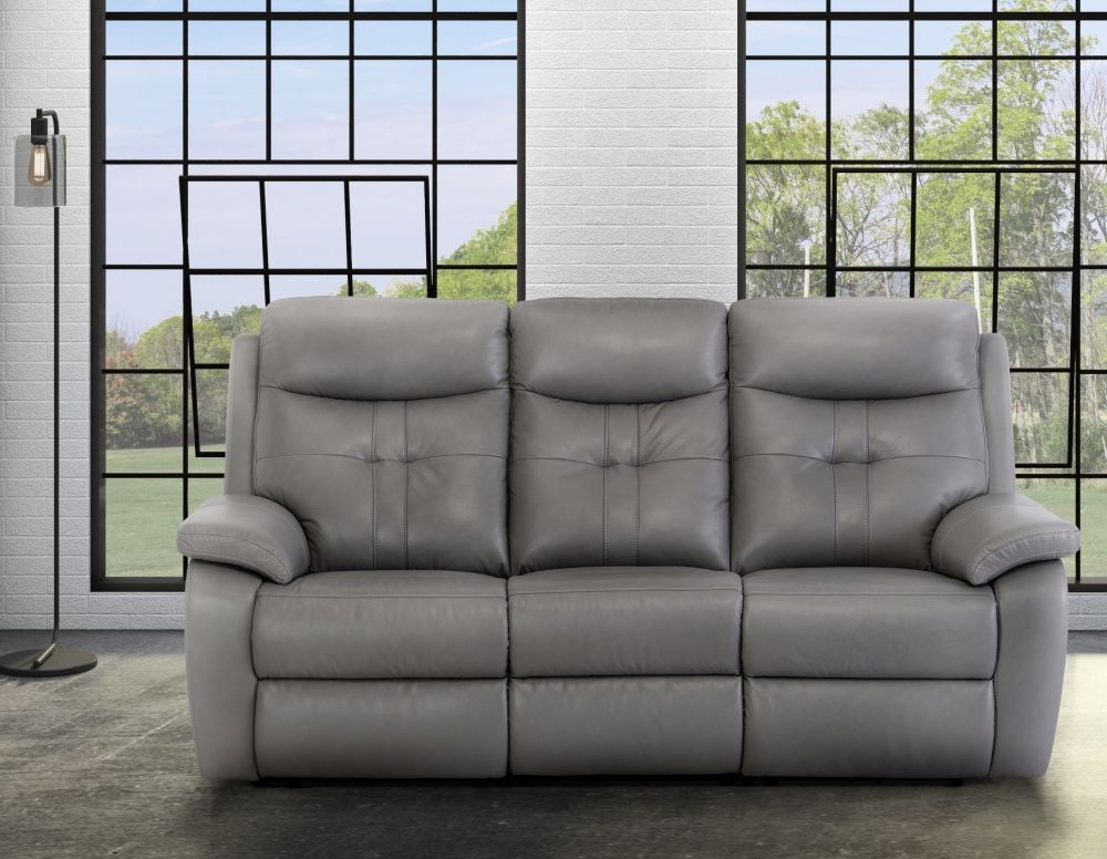 Product photograph of Monica Grey Leather 3 Seater Electric Recliner Sofa from Choice Furniture Superstore.