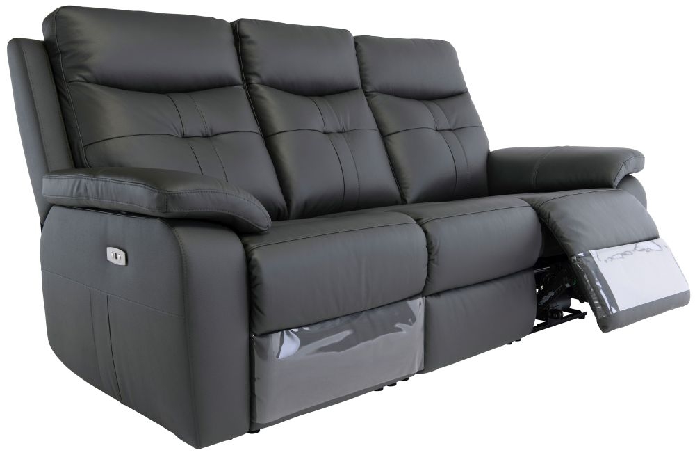 Product photograph of Monica Charcoal Leather 3 Seater Electric Recliner Sofa from Choice Furniture Superstore.