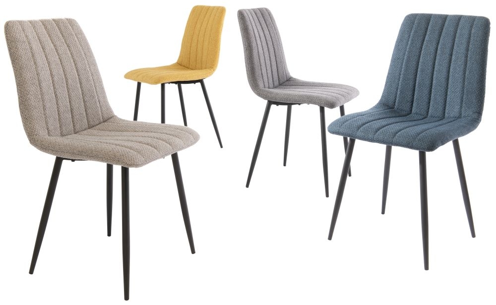 Product photograph of Lara Grey Fabric Dining Chair With Powder Coated Legs Sold In Pairs from Choice Furniture Superstore.