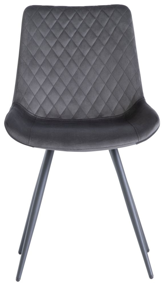 Product photograph of Murrieta Graphite Velvet Fabric Cross Stitched Dining Chair Sold In Pairs from Choice Furniture Superstore.