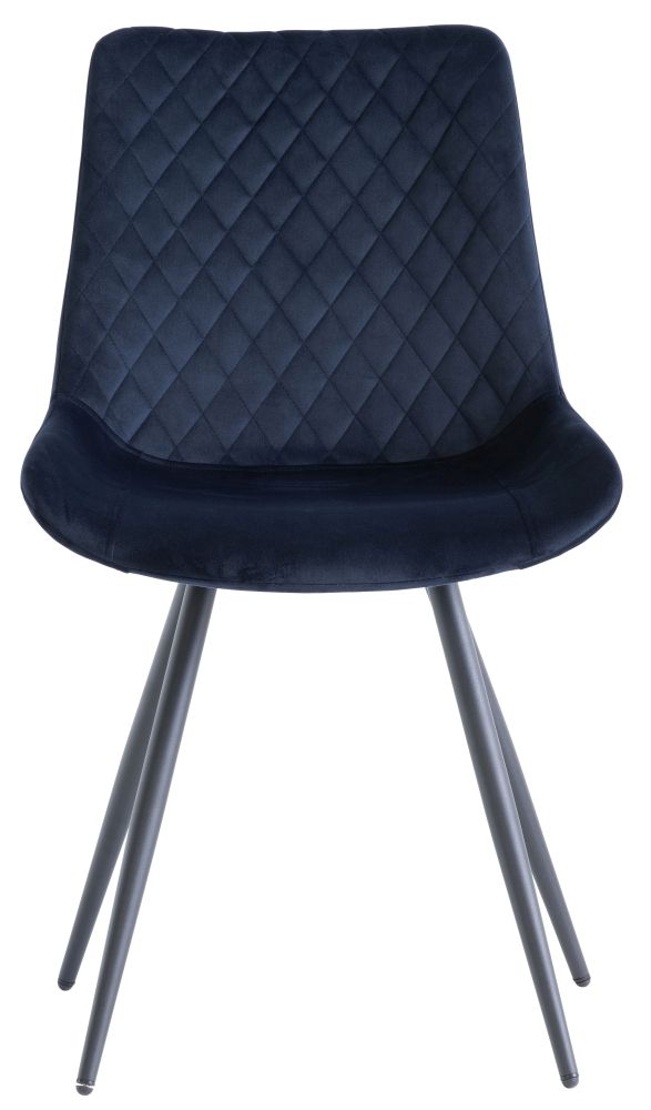 Product photograph of Mabel Deep Blue Velvet Fabric Cross Stitched Dining Chair Sold In Pairs from Choice Furniture Superstore.