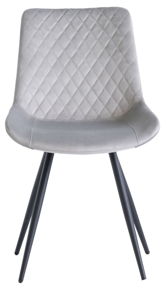 Product photograph of Mabel Silver Fabric Cross Stitched Dining Chair Sold In Pairs from Choice Furniture Superstore.