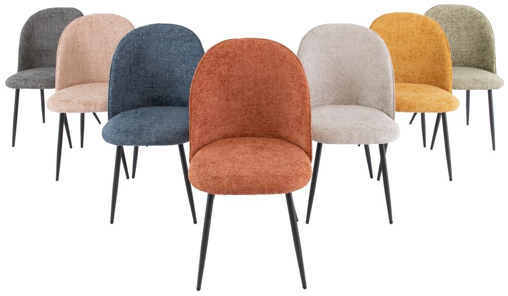 Product photograph of 2 X Ramona Rust Fabric Dining Chair With Black Powder Coated Legs from Choice Furniture Superstore.