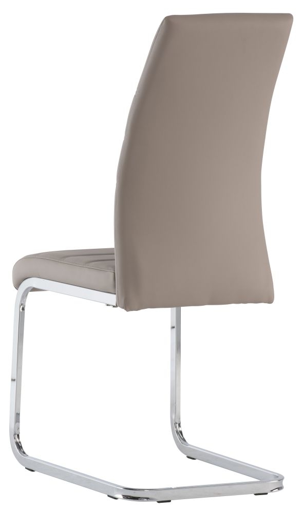 Product photograph of Soho Cappuccino Faux Leather Dining Chair With Chrome Base Sold In Pairs from Choice Furniture Superstore.