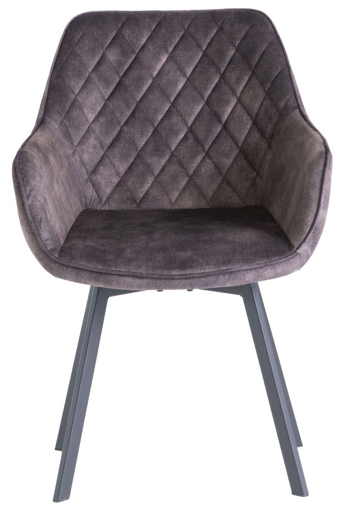 Product photograph of Hodge Graphite Velvet Fabric Swivel Dining Chair With Black Powder Coated Legs Sold In Pairs from Choice Furniture Superstore.