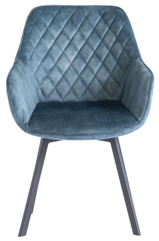 Product photograph of Viola Teal Velvet Fabric Swivel Dining Chair With Black Powder Coated Legs Sold In Pairs from Choice Furniture Superstore.