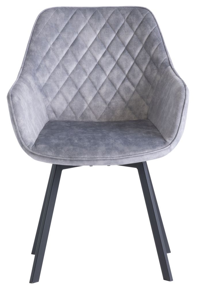 Product photograph of Viola Silver Fabric Swivel Dining Chair With Powder Coated Legs Sold In Pairs from Choice Furniture Superstore.