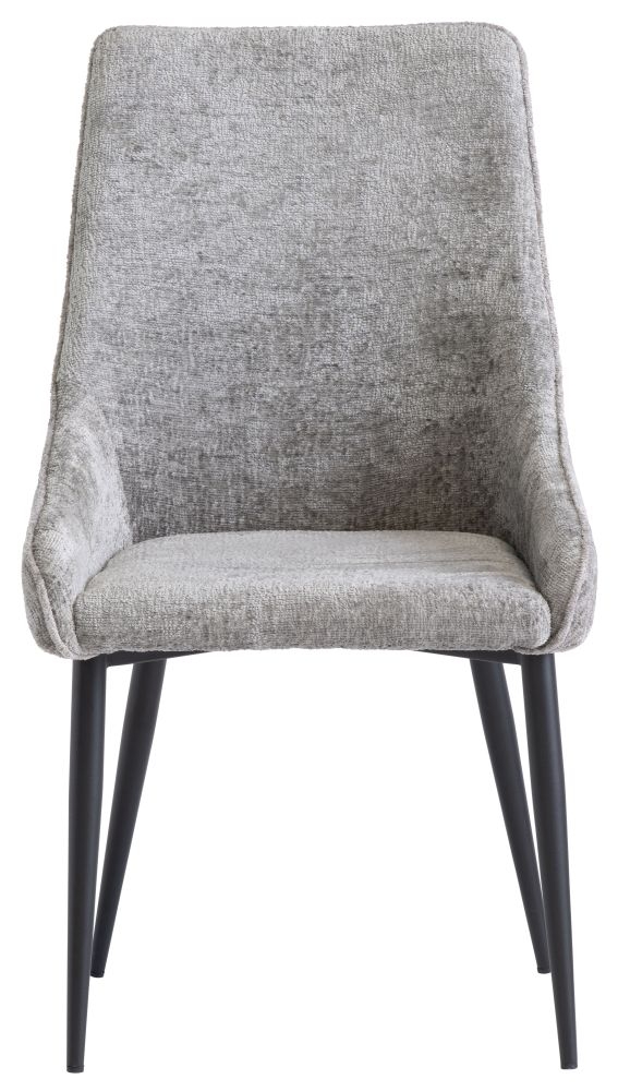 Product photograph of Noxen Grey Fabric Dining Chair With Black Powder Coated Legs Sold In Pairs from Choice Furniture Superstore.