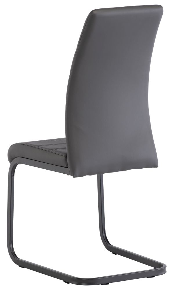 Product photograph of Michigan Grey Faux Leather Dining Chair With Grey Powder Coated Legs Sold In Pairs from Choice Furniture Superstore.