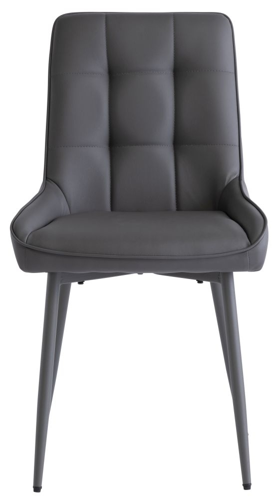 Product photograph of Serena Grey Faux Leather Dining Chair With Grey Powder Coated Legs Sold In Pairs from Choice Furniture Superstore.