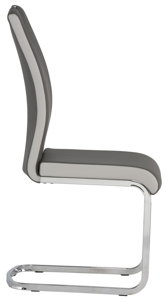 Product photograph of Nisswa Grey And Chrome Faux Leather Dining Chair Sold In Pairs from Choice Furniture Superstore.