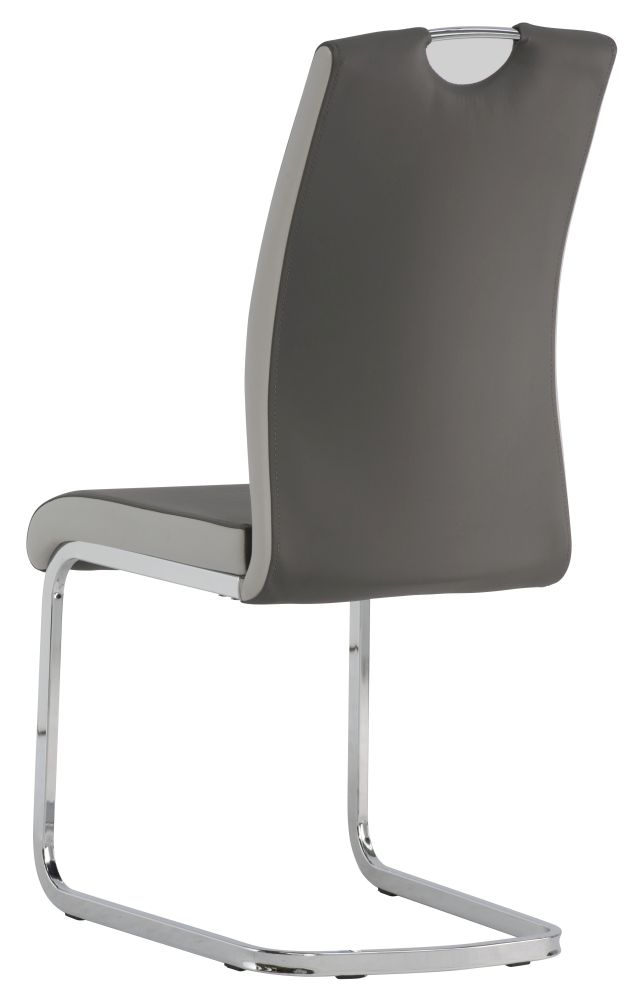 Product photograph of Nisswa Grey And Chrome Faux Leather Dining Chair Sold In Pairs from Choice Furniture Superstore.