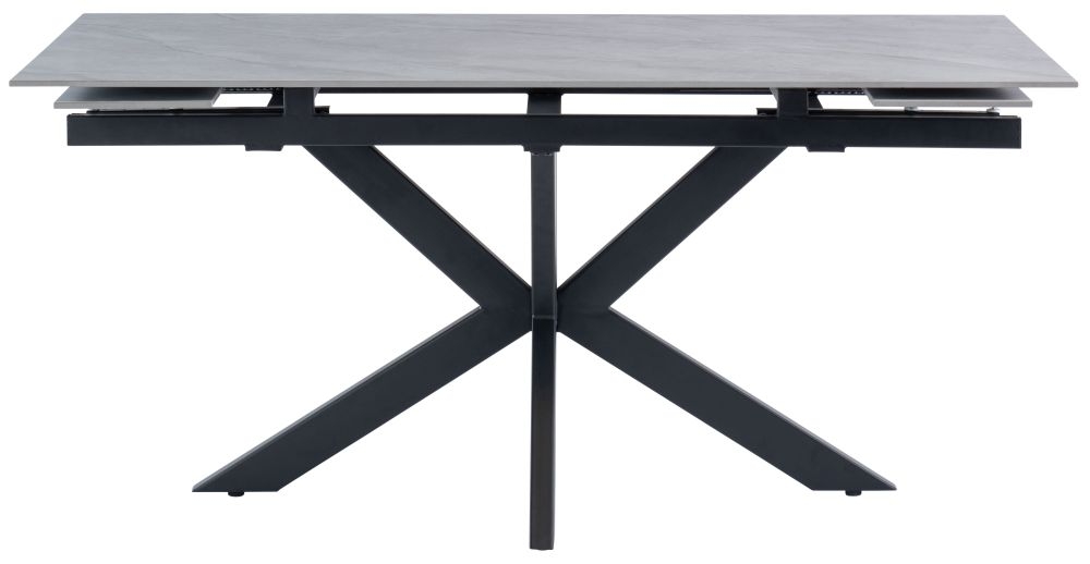 Product photograph of Barbara 6 Seater Extending Dining Table - Grey Sintered Stone Top With Black Powder Coated Legs from Choice Furniture Superstore.