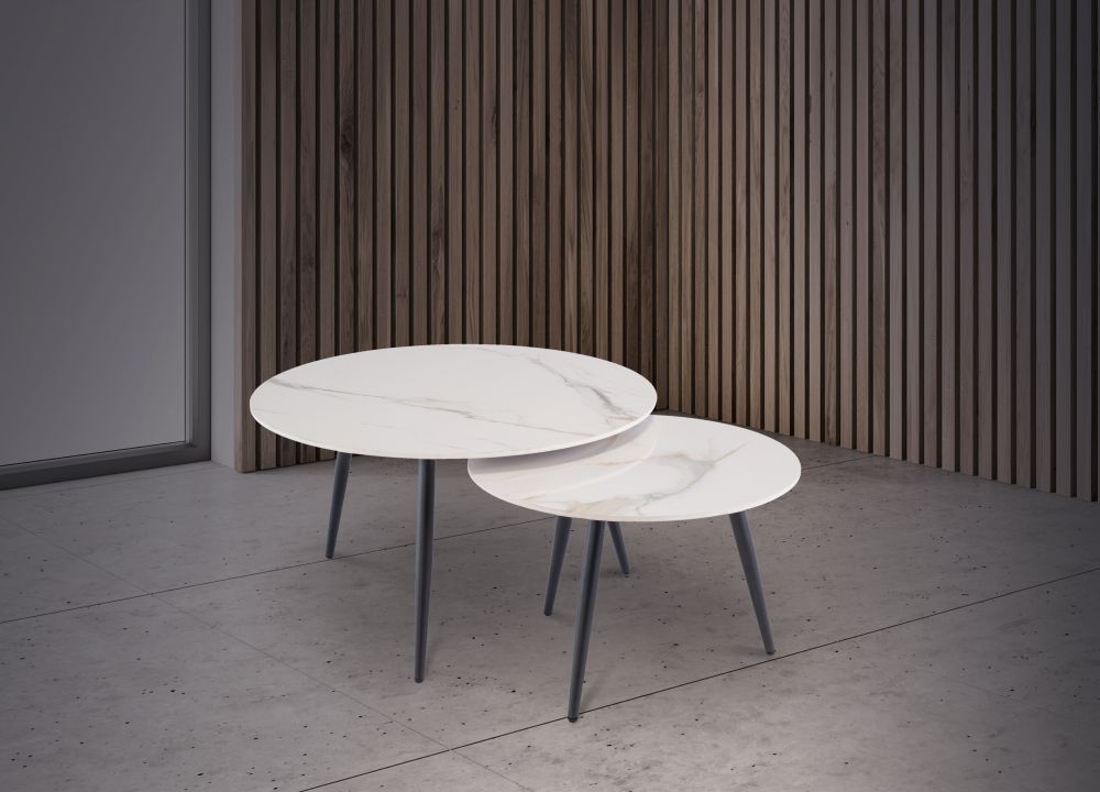 Product photograph of Luna White And Black Set Of 2 Round Coffee Table from Choice Furniture Superstore.