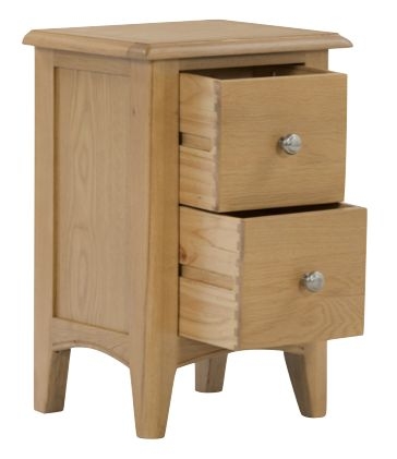 Product photograph of Kilkenny Oak 2 Drawer Narrow Bedside Cabinet from Choice Furniture Superstore.