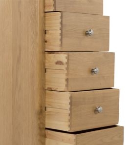 Product photograph of Kilkenny Oak 5 Drawer Tall Chest from Choice Furniture Superstore.