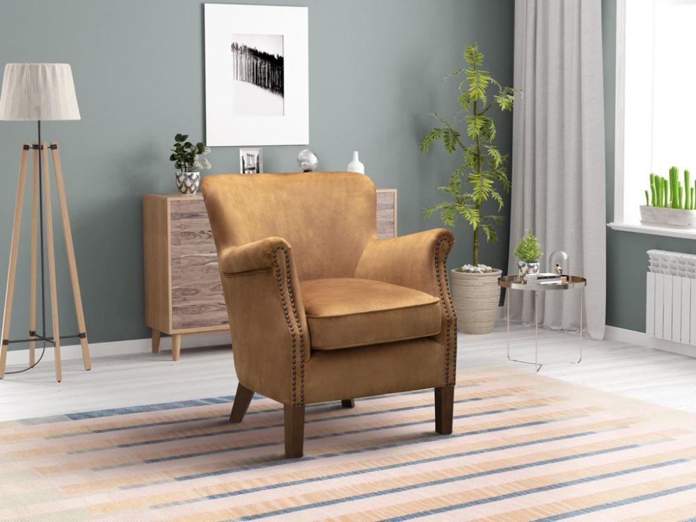 Harlow Caramel Fabric Armchair